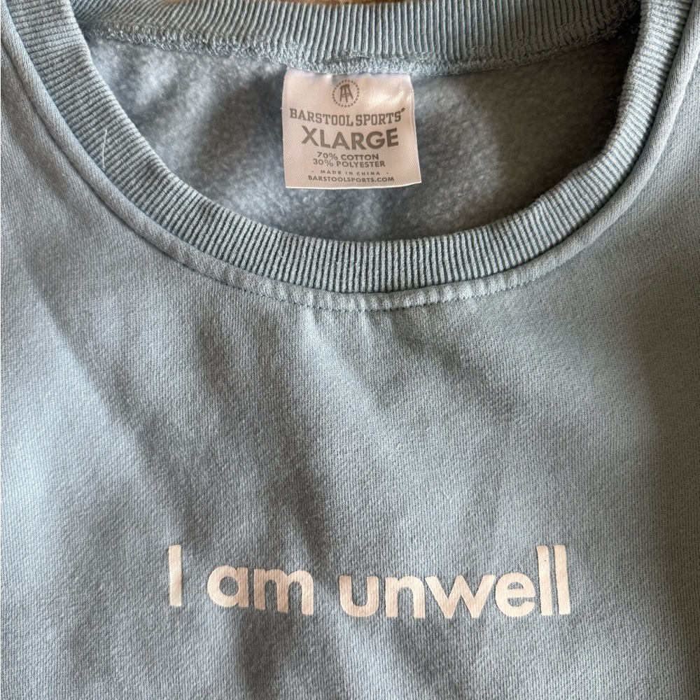 Barstool CHD Unwell Blue Crewneck Sweatshirt